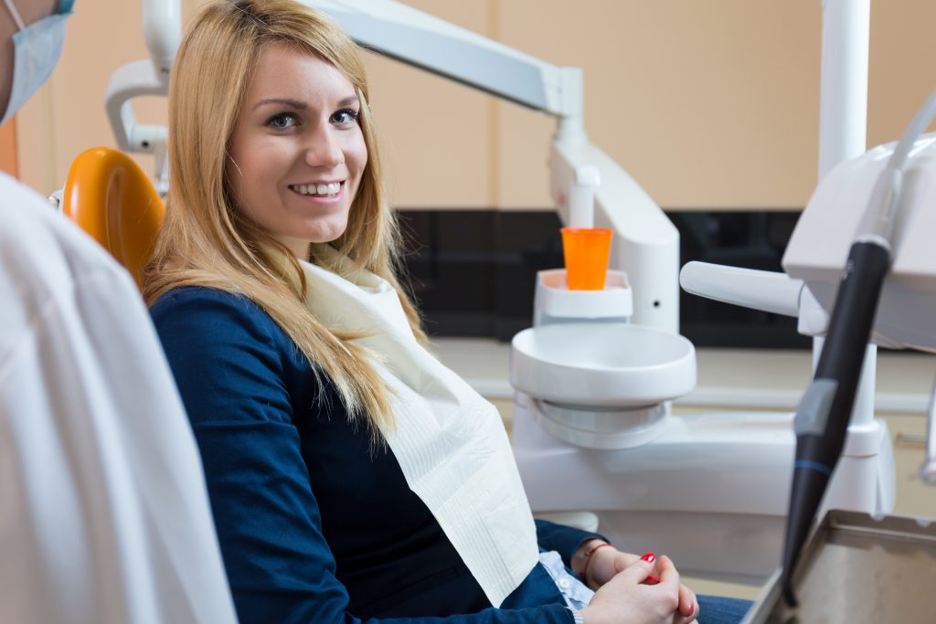 woman in a dental chair